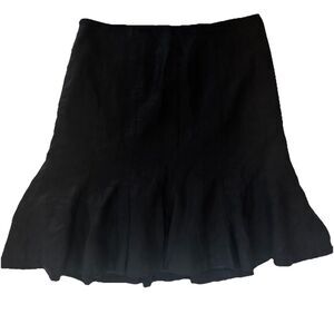 Chaps Ralph Lauren Womens Linen Flare Skirt Sz L XL Black‎ Witchy Whimsigoth